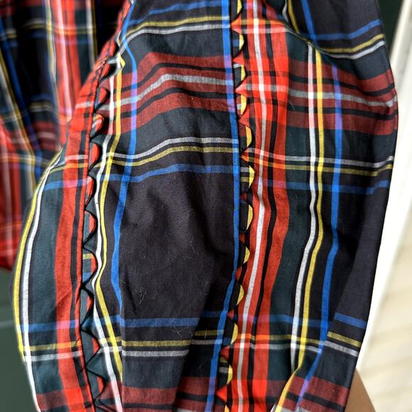 NWT J. Crew Scalloped Tie Neck Top in Stewart Tartan Plaid Sz XS Holiday Preppy - Picture 6 of 9